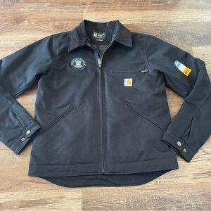 Carhartt Black Zip-Up Jacket with Traphouse DEA embroidery New Small